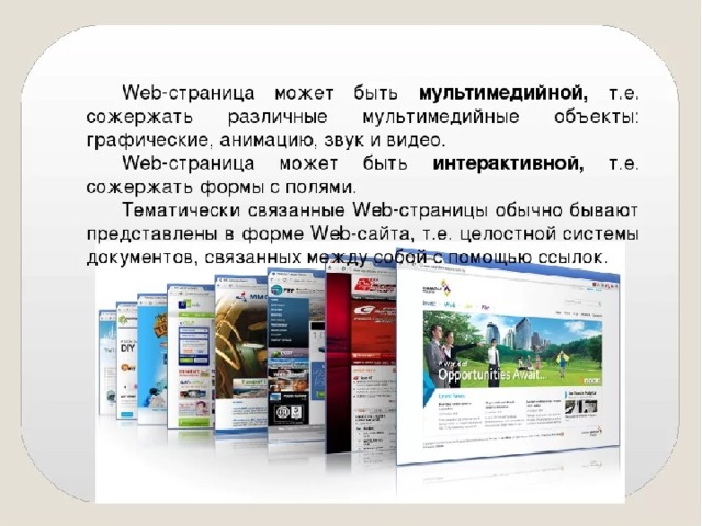 Презентация web страницы и web сайты