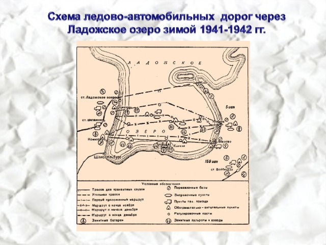 Карта дороги жизни через ладожское озеро