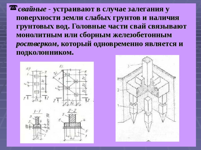 Головные части свай называют