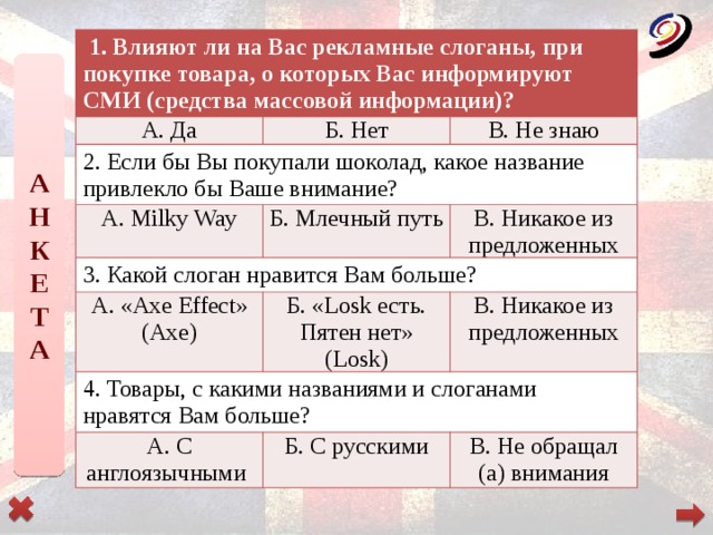 Проект на тему англоязычные слоганы в российских сми