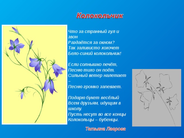 Степь весело пестреет цветами скромными синими колокольчиками схема