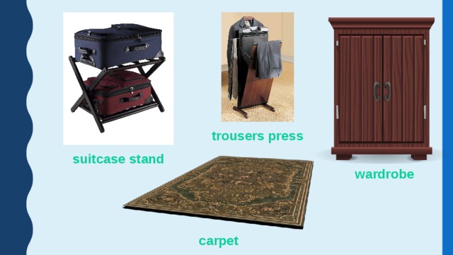 trousers press suitcase stand wardrobe carpet 