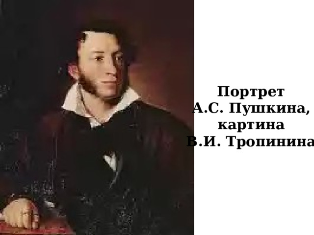 Портрет  А.С. Пушкина, картина В.И. Тропинина 
