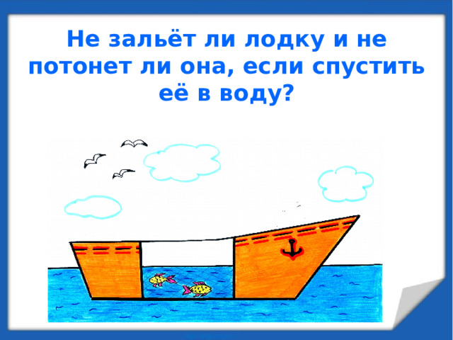 Не зальёт ли лодку и не потонет ли она, если спустить её в воду?  