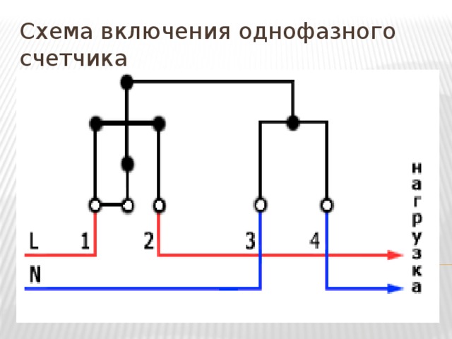 Схема включения однофазного счетчика 