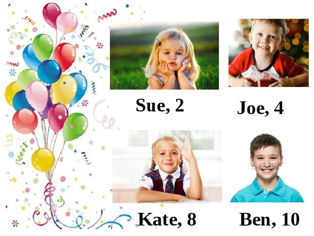 Sue, 2 Joe, 4 Kate, 8 Ben, 10 
