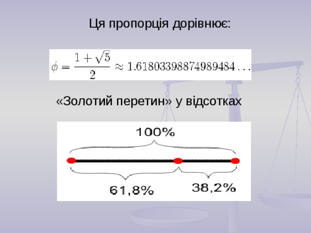 Ця пропорція дорівнює: «Золотий перетин» у відсотках  