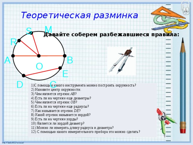 Найдите на рисунке диаметр радиус хорда и центр окружности учи ру