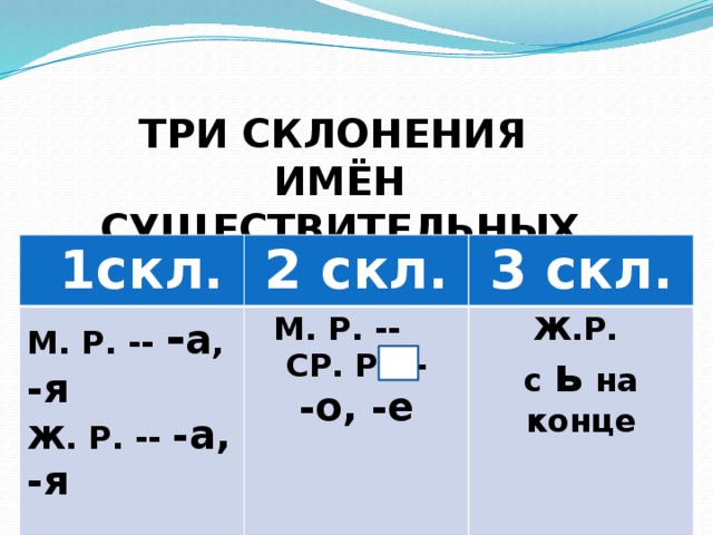 3 склонения имен