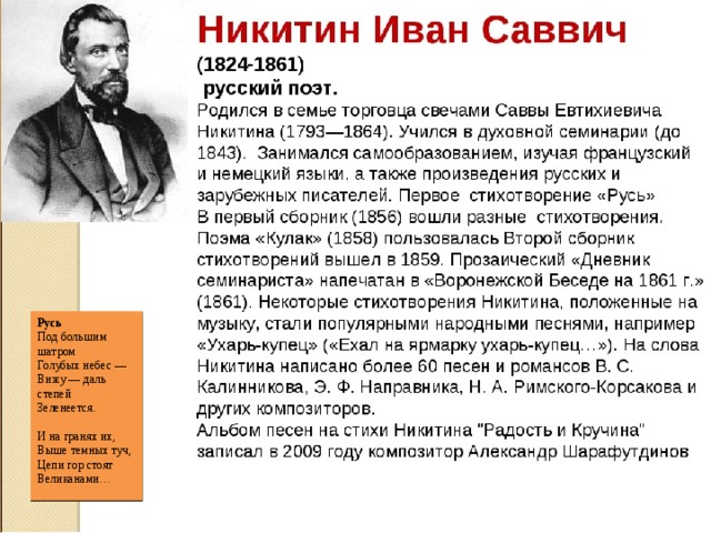 Иван саввич никитин русь план