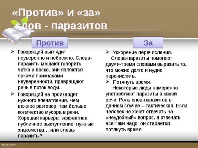 Сказать против. Замена слов паразитов. Слова паразиты и их замена. Против слов паразитов. Слова паразиты за и против.