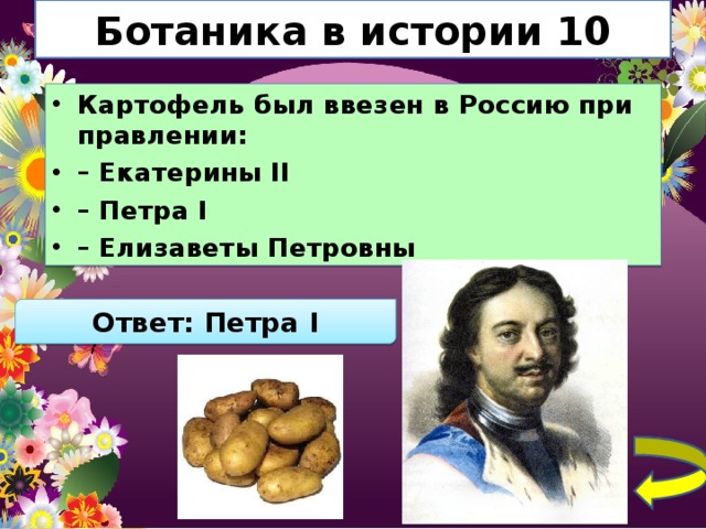 История картошки. Петр 1 ввез картофель в Россию. История ботаники в России. Что ввез Петр 1 в Россию. 9 Растений которые ввез Петр 1 в Россию.