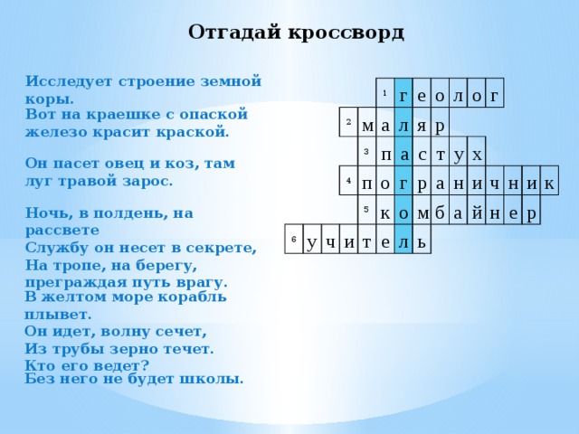 Кроссворд по географии 5 класс параграф 5