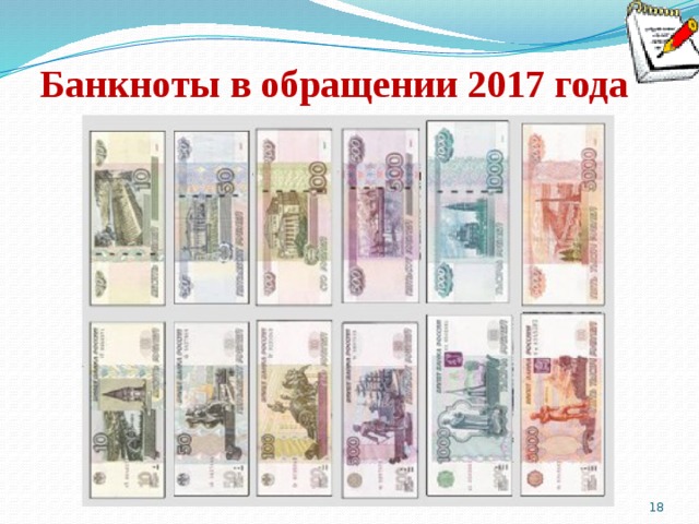 Банкноты в обращении 2017 года  
