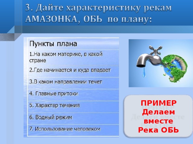 План характеристики реки обь 7 класс