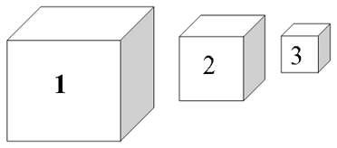 На рисунке показаны 3 тела. Три Куба. Три кубика разной величины. 3 Куба разного размера. Куб по разному.