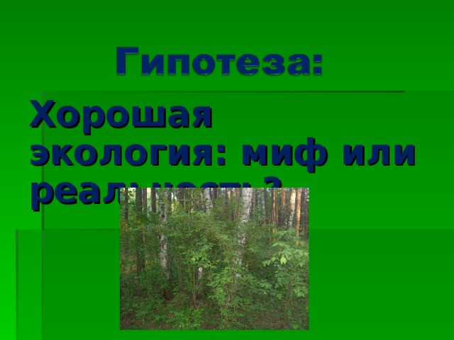 Хорошая экология: миф или реальность? 