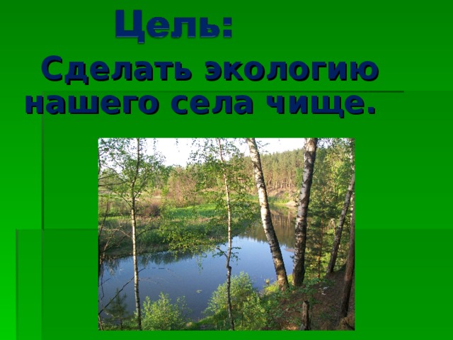  Сделать экологию нашего села чище. 