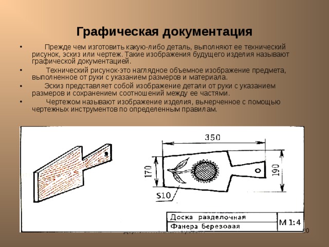 Объемное изображение детали выполненное от руки с указанием размера и масштаба