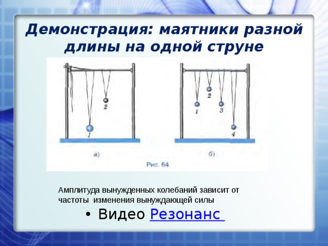 Зависимость частоты от длины маятника