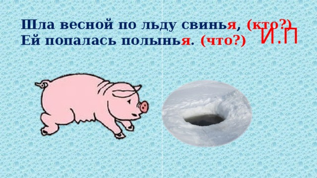 Скороговорки про поросят 2 класс русский язык. Шла весной по льду свинья. Шла весной по льду свинья ей попалась полынья. Свинья в полынье. Собакин шла весной по льду.