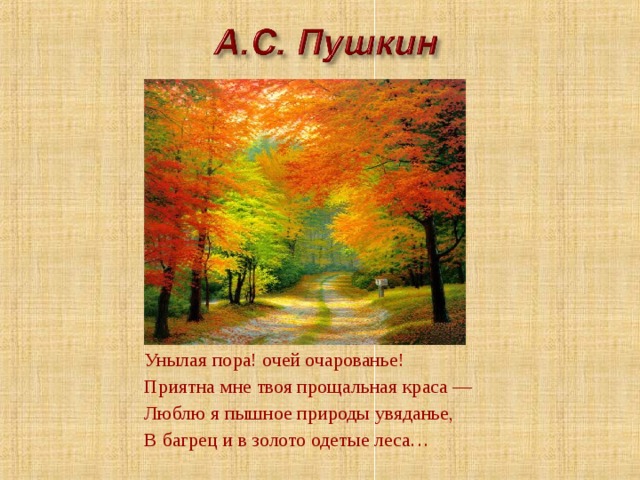 Пушкин пышное природы увядание. Унылая пора очей очарованье стихотворение. Пушкин люблю я пышное природы увяданье. Люблю я пышное природы увяданье в багрец и золото одетые леса. Произведения Пушкина унылая пора.