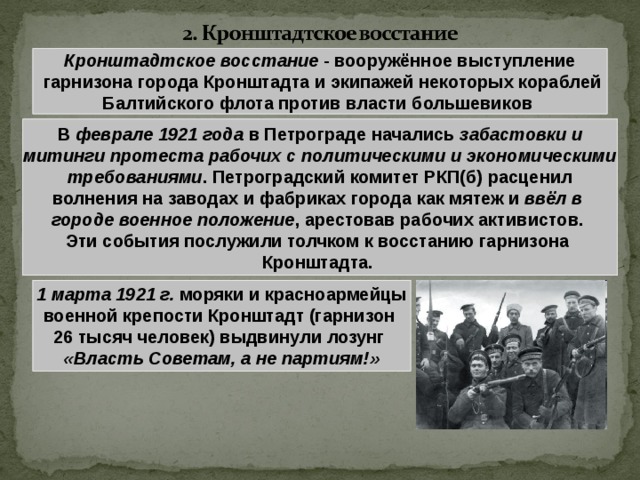 Восстание в кронштадте под лозунгами власть