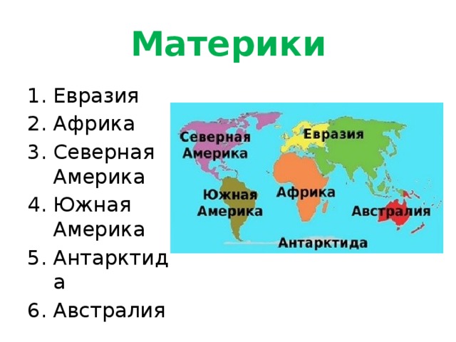 Евразия северная америка южная америка африка антарктида австралия картинки