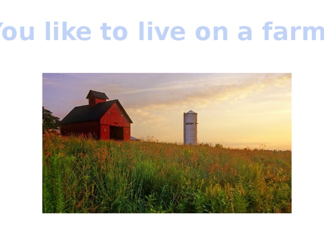 You like to live on a farm. 