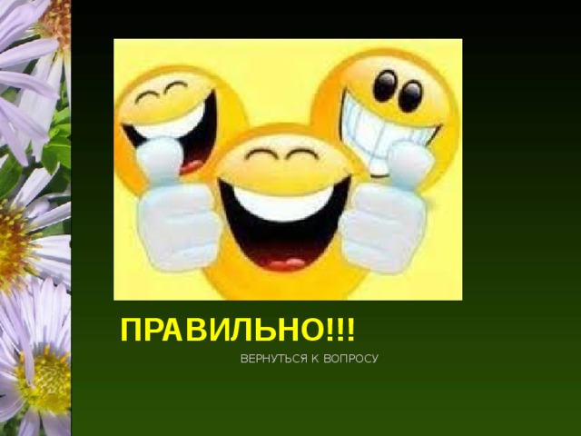 ПРАВИЛЬНО!!! ВЕРНУТЬСЯ К ВОПРОСУ 