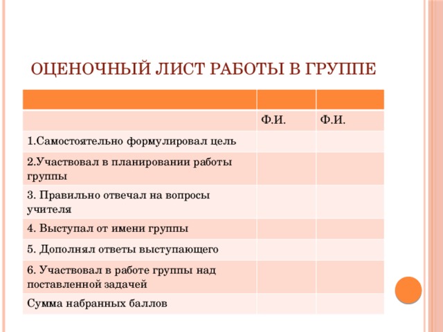 Оценочный лист по проекту вшэ