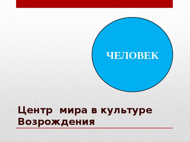 ЧЕЛОВЕК Центр мира в культуре Возрождения  