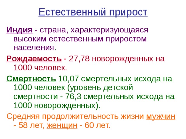 Рождаемость населения в индии