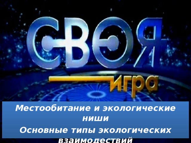 Местообитание и экологические ниши Основные типы экологических взаимодествий 