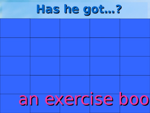 Has he got…? an exercise book