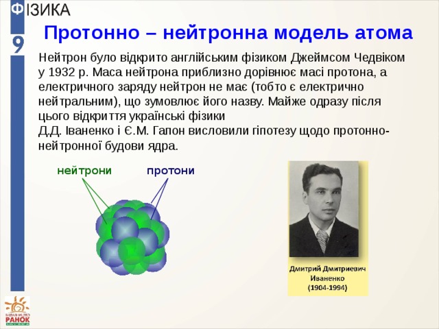 Изменение заряда нейтрона. Протонно нейтральная модель атома. 1925-1932 Г модель атома.