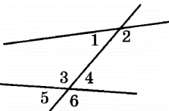 На рисунке обозначены некоторые углы при данных прямых и секущей впишите нужный номер угла