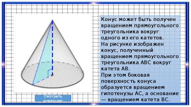 На рисунке изображен конус