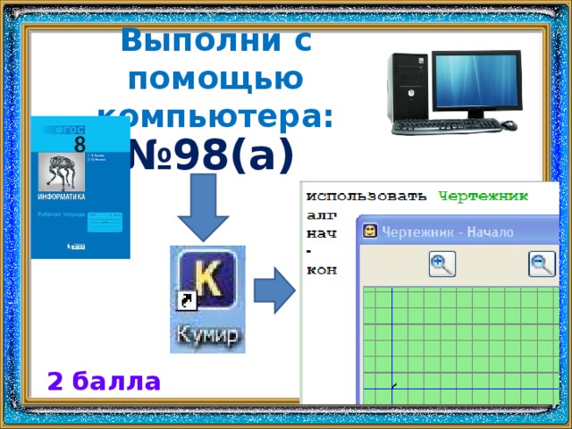 Выполни с помощью компьютера: № 98(а)  2 балла 