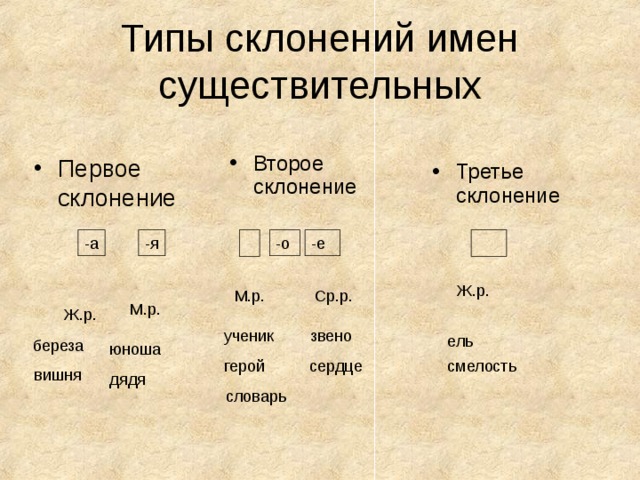 2 и 3 склонение существительных