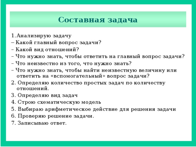 План решения задачи в начальной школе