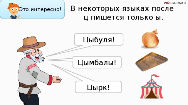 Это интересно! В некоторых языках после  ц пишется только ы. Цыбуля! Цымбалы! Цырк!