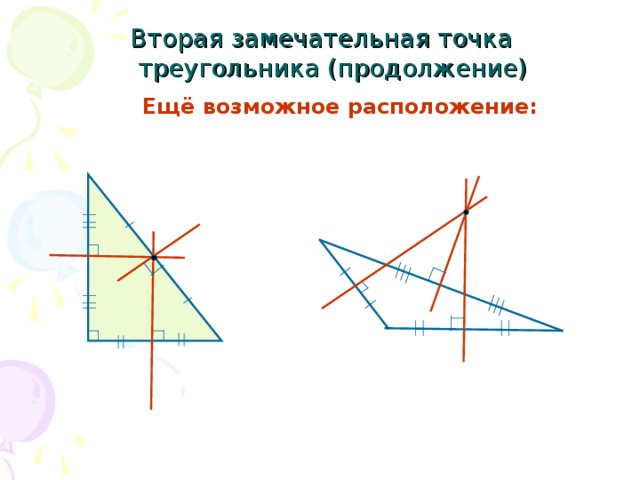 Вторая замечательная точка  треугольника  (продолжение) Ещё возможное расположение: 