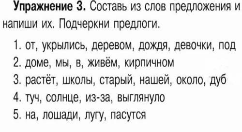 Запиши слова с предлогами по образцу в школу из школы