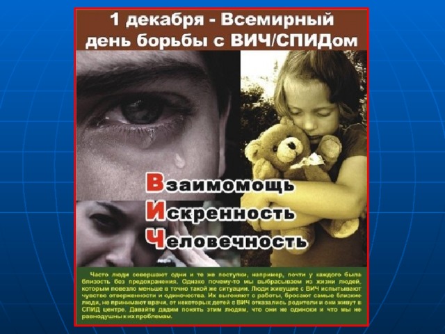 1 декабря Всемирный день борьбы со СПИДом 