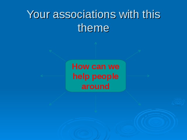 Your associations with this theme How can we help people around 