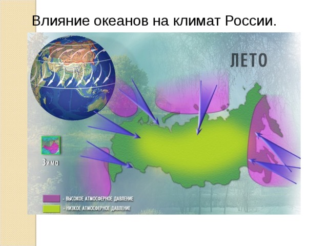 Влияние океанов на климат России.  
