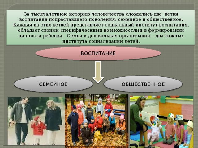 Общественное семейное. Общественное и семейное воспитание. Общие признаки общественного и семейного воспитания.