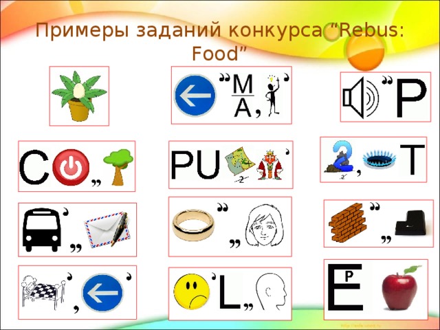 Примеры заданий конкурса “Rebus: Food” 