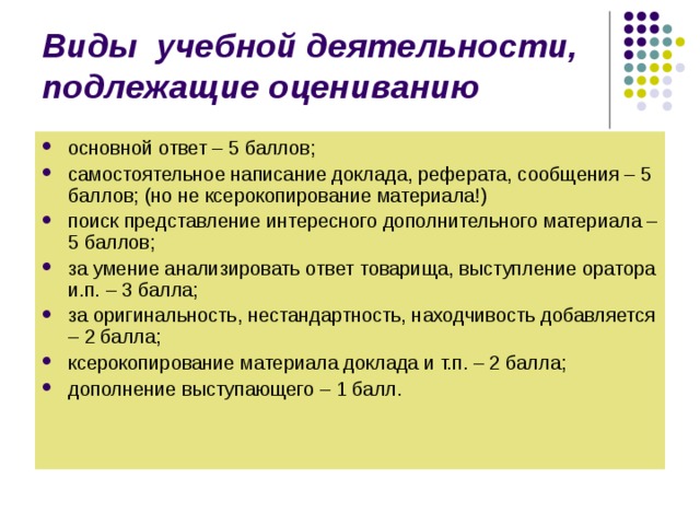 Виды деятельности подлежащие. Продукт учебной деятельности. Виды рефератов в учебной деятельности. Виды обстановки, подлежащие оцениванию?. В учебном проекте оцениванию подлежат.